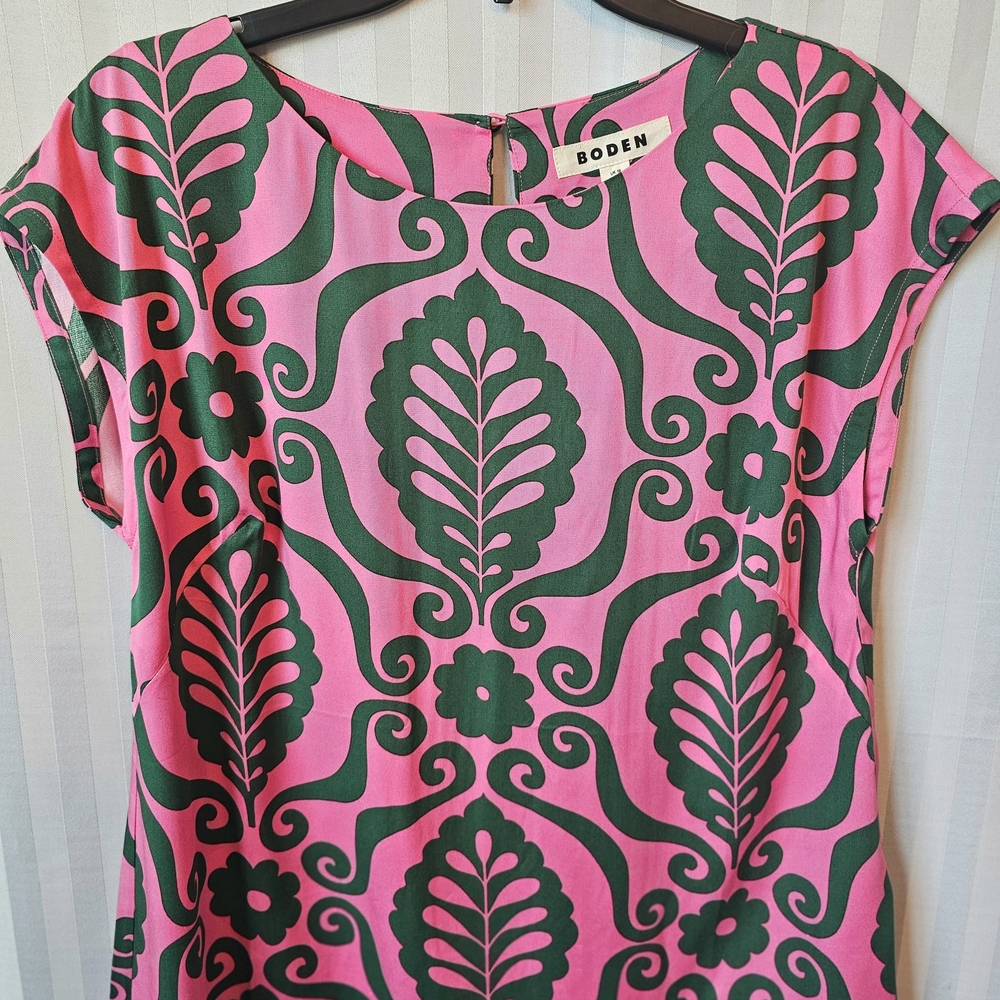 Boden Pink and Green Patterned Blouse